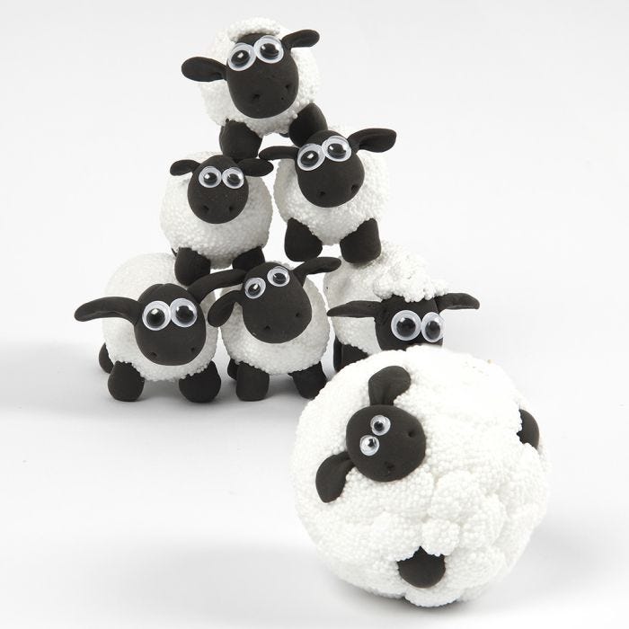 Shaun het Schaap mini bowling van Foam Clay en Silk Clay