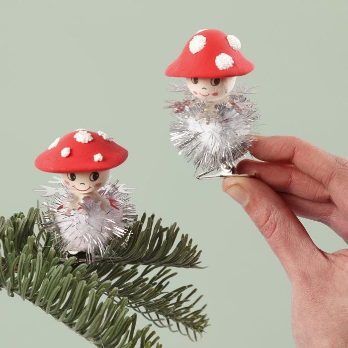 Paddenstoelen met glitter pom-pom steeltjes