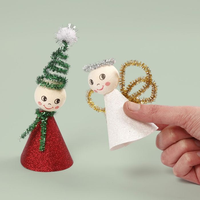 Engel en kerstkabouter van glitter design papier