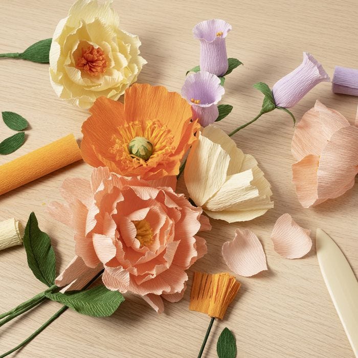 Starter Hobbyset: leer hoe je bloemen van crêpepapier maakt