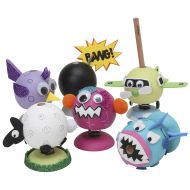 Wooden bouncy figures decorated with paint and foam rubber
