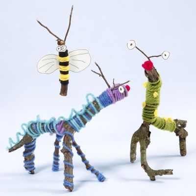 Dieren en insecten gemaakt van takken