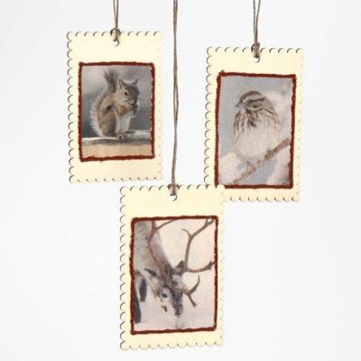 Kleine houten kerstschilderijtjes met découpage