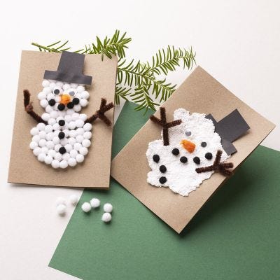 Kerstkaarten met sneeuwpoppen