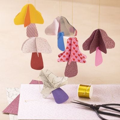 Hangende paddenstoel van designpapier