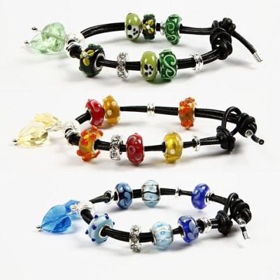 Leren armband met Glas Link kralen