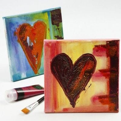 Canvas met een hart van craquelé