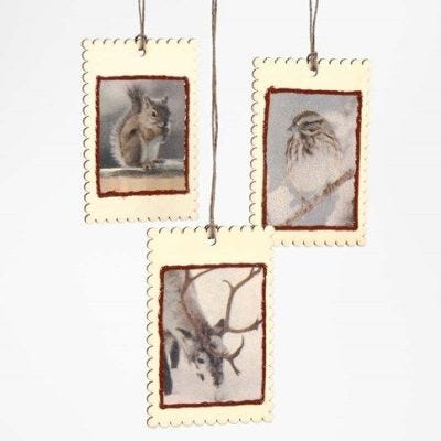 Kleine houten kerstschilderijtjes met découpage