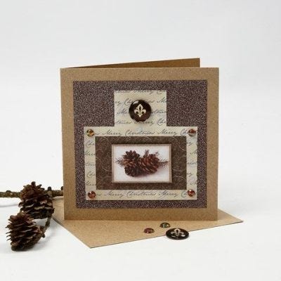 Een kerstkaart met glitter folie