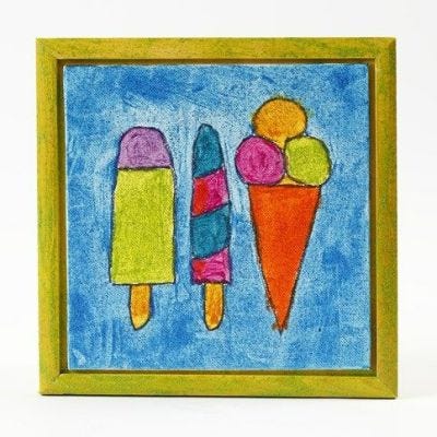 Canvaspaneel gedecoreerd met stiften en glitterverf