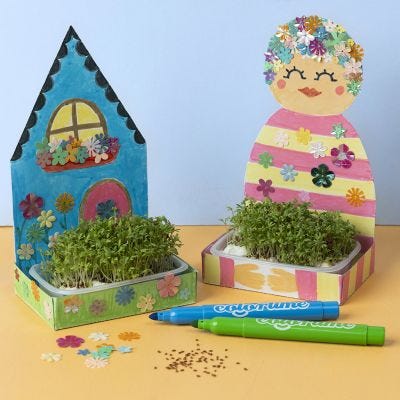 Gedecoreerde tuinkers kweekbakjes met pailletten