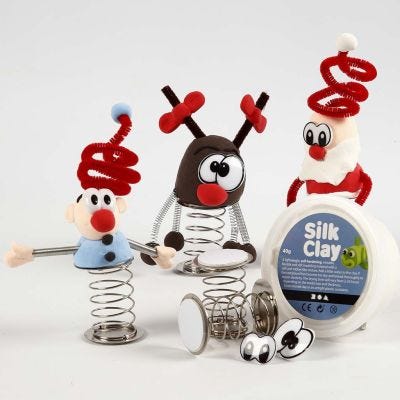 Silk Clay kerstfiguren op een springveer