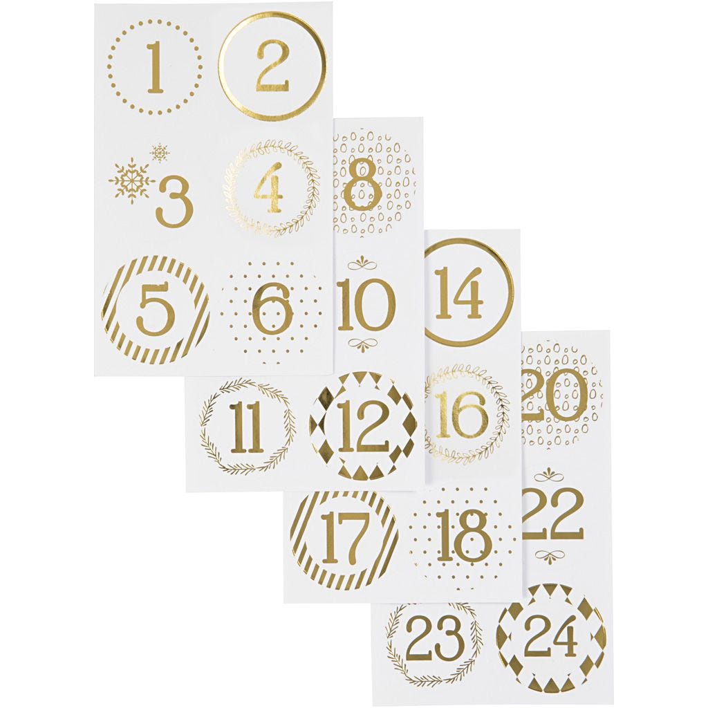 Kerstkalender cijfer stickers