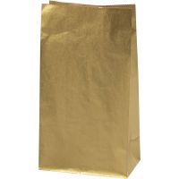 Papieren zakken, H: 27 cm, afm 9x15 cm, 50 gr, goud, 100 stuk/ 1 doos
