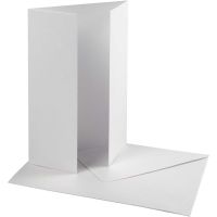 Parelmoer kaart & envelop, afmeting kaart 10,5x15 cm, afmeting envelop 11,5x16,5 cm, 230+120 gr, wit, 10 set/ 1 doos