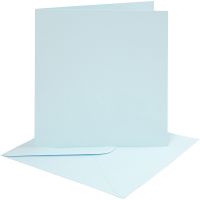 Kaarten en enveloppen, afmeting kaart 15,2x15,2 cm, afmeting envelop 16x16 cm, 220 gr, lichtblauw, 4 set/ 1 doos