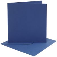 Kaarten en enveloppen, afmeting kaart 15,2x15,2 cm, afmeting envelop 16x16 cm, 220 gr, blauw, 4 set/ 1 doos