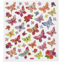 Stickers, vlinders, 15x16,5 cm, 1 vel