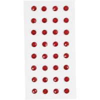Strasstenen, d 8 mm, rood, 32 stuk/ 1 doos