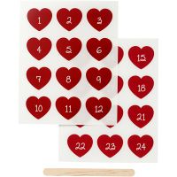 Rub-on Sticker , advent cijfers, H: 32 mm, B: 28 mm, 12,2x15,3 cm, rood, 1 doos