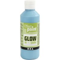 Glow in the dark, fluorescerende lichtblauw, 250 ml/ 1 fles