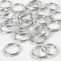 Plastic ring, afm 15 mm, dikte 2 mm, zilver, 25 stuk/ 1 doos