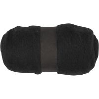 Gekaarde wol, zwart, 100 gr/ 1 bol