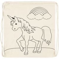 Rugzak, unicorns, afm 37x41 cm, 110 gr, licht naturel, 1 stuk
