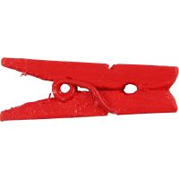 Mini wasknijpers, L: 25 mm, B: 3 mm, rood, 36 stuk/ 1 doos