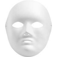 Masker, H: 22 cm, B: 17 cm, wit, 1 stuk