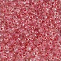 Rocailles, d 3 mm, afm 8/0 , gatgrootte 0,6-1,0 mm, roze kern, 25 gr/ 1 doos