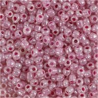 Rocailles, d 3 mm, afm 8/0 , gatgrootte 0,6-1,0 mm, roze, 25 gr/ 1 doos