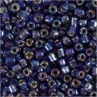 Rocailles, d 4 mm, afm 6/0 , gatgrootte 0,9-1,2 mm, blauw glans, 25 gr/ 1 doos