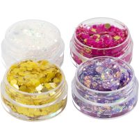 Glitter Clay, pastel blauw, goud, roze, wit, 4x5 ml/ 1 doos