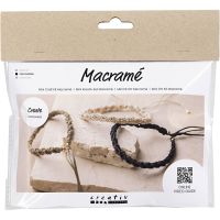 Mini Hobbyset Macramé, Armband, zwart, olijfbruin, zandkleur, 1 doos