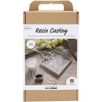 Hobbyset Hars Gieten, Dienblad met terrazzo, zwart, wit, 1 doos