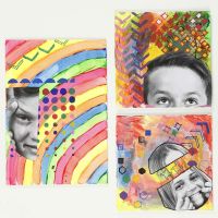 Mixed Media met foto en stencilpatroon