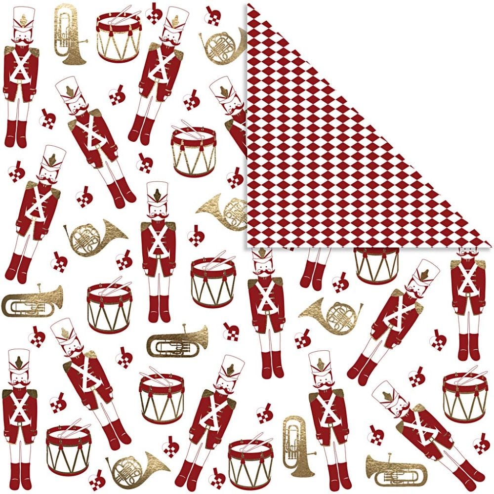 Design papier, 180 gr, goud, rood, wit, 30 vel/ 1 doos