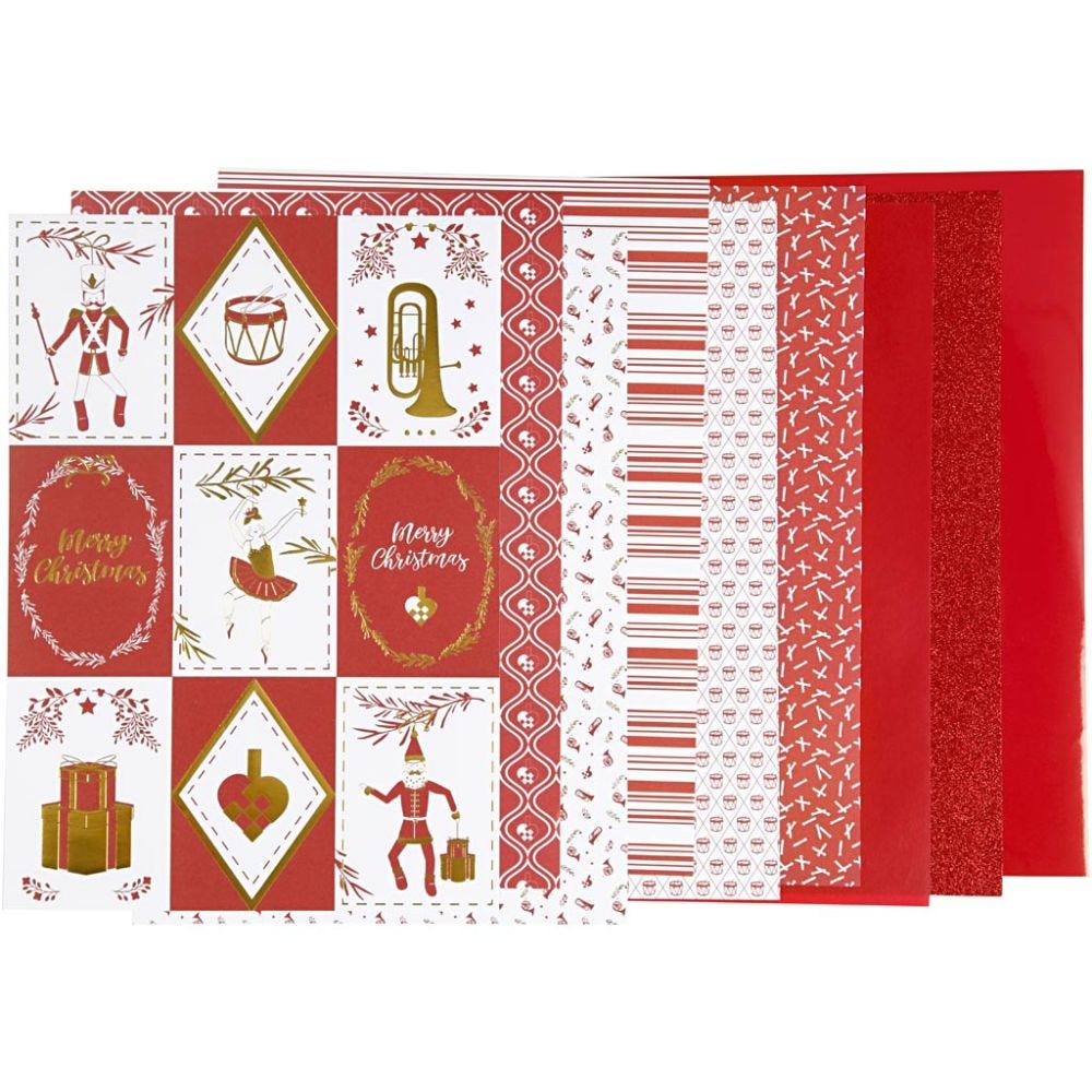 Design papierblok, afm 21x30 cm, 120+128 gr, rood, wit, 96 vel/ 1 doos