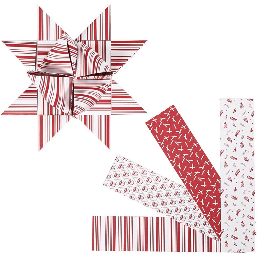 Papieren vlechtstroken, L: 100 cm, d 18 cm, B: 40 mm, rood, wit, 40 stroken/ 1 doos
