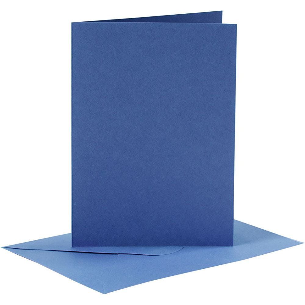 Kaarten en enveloppen, afmeting kaart 10,5x15 cm, afmeting envelop 11,5x16,5 cm, 110+220 gr, blauw, 6 set/ 1 doos