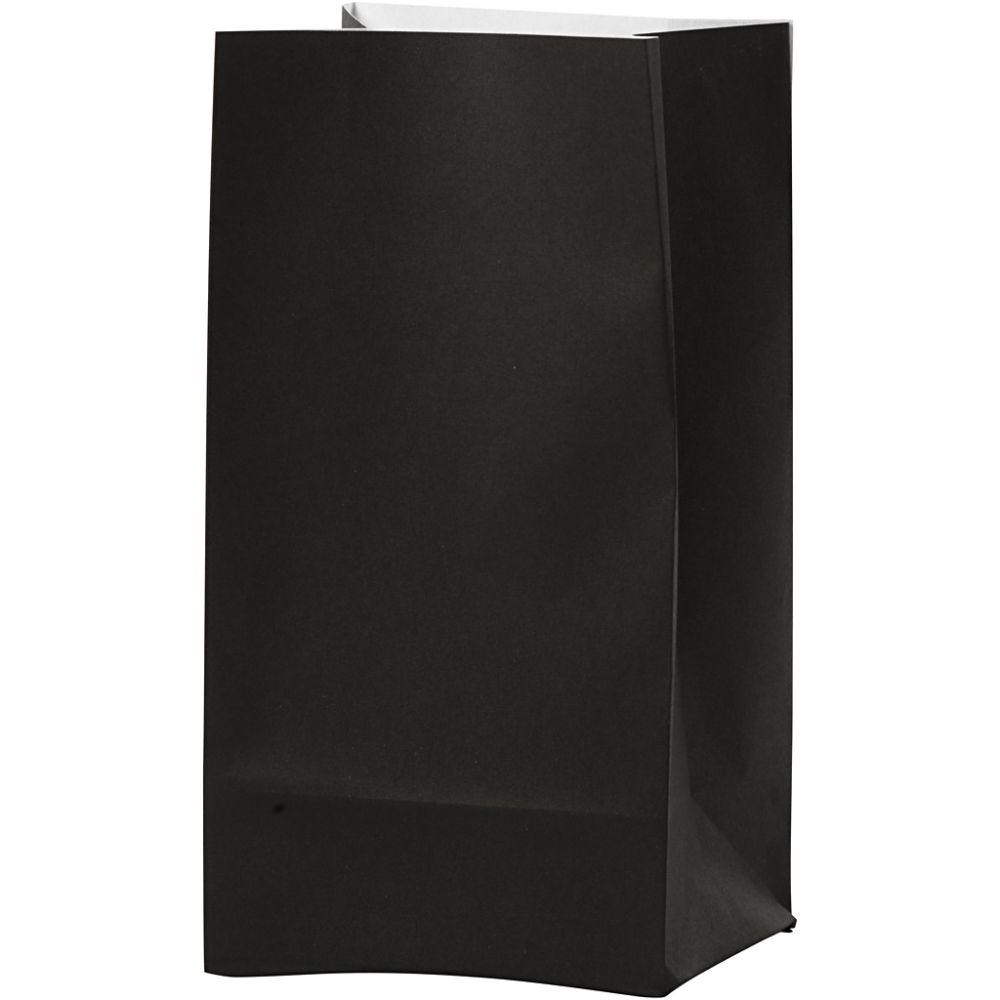 Papieren zakken, H: 17 cm, afm 6x9 cm, 80 gr, zwart, 10 stuk/ 1 doos