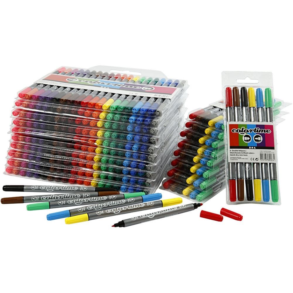 Colortime dubbelstift, lijndikte 2,3+3,6 mm, diverse kleuren, 260 stuk/ 1 doos