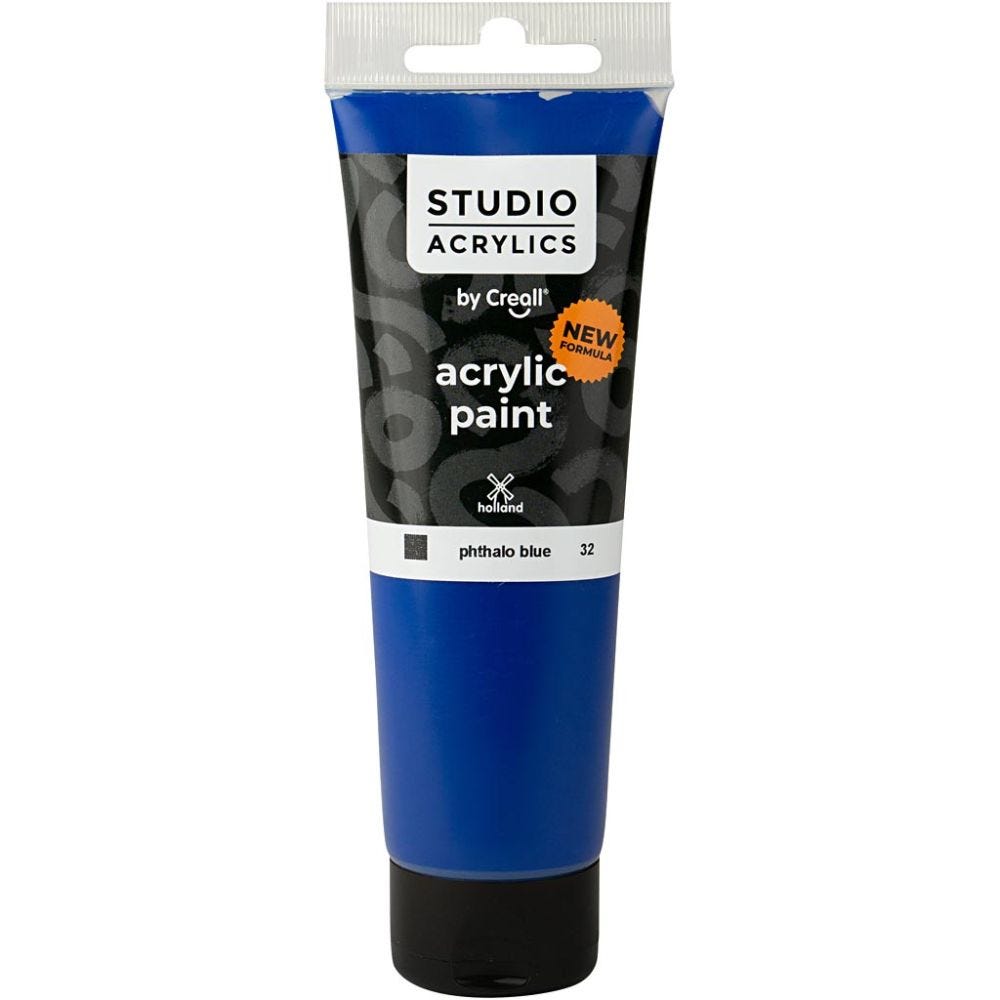 Creall Studio acrylverf, dekkend, phtalo blue (32), 120 ml/ 1 fles