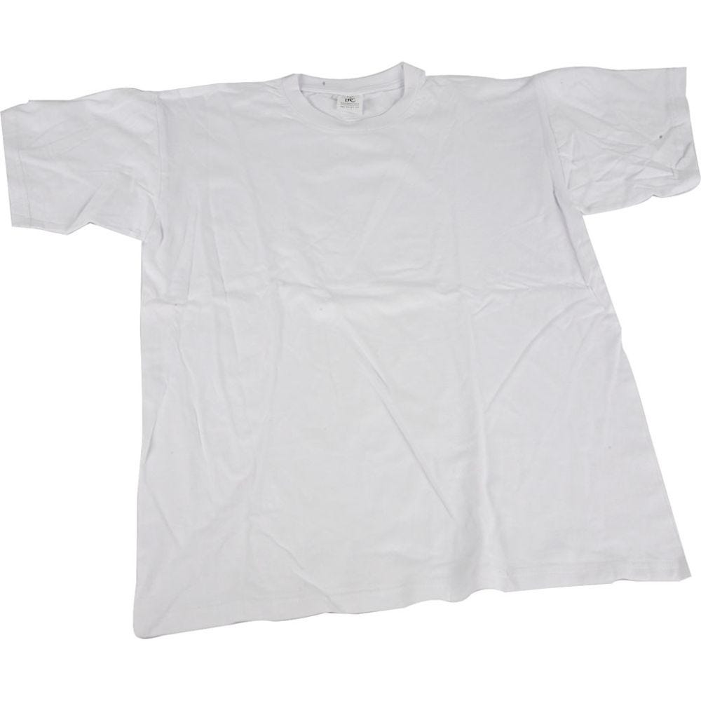 T-shirts, B: 40 cm, afm 7-8 jaar, ronde hals, wit, 1 stuk
