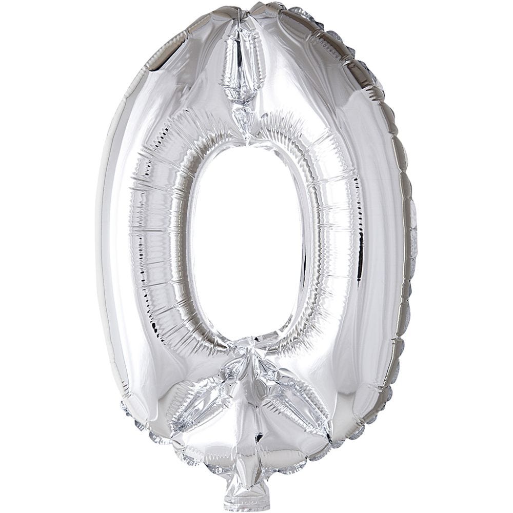 Folieballon , 0, H: 41 cm, zilver, 1 stuk
