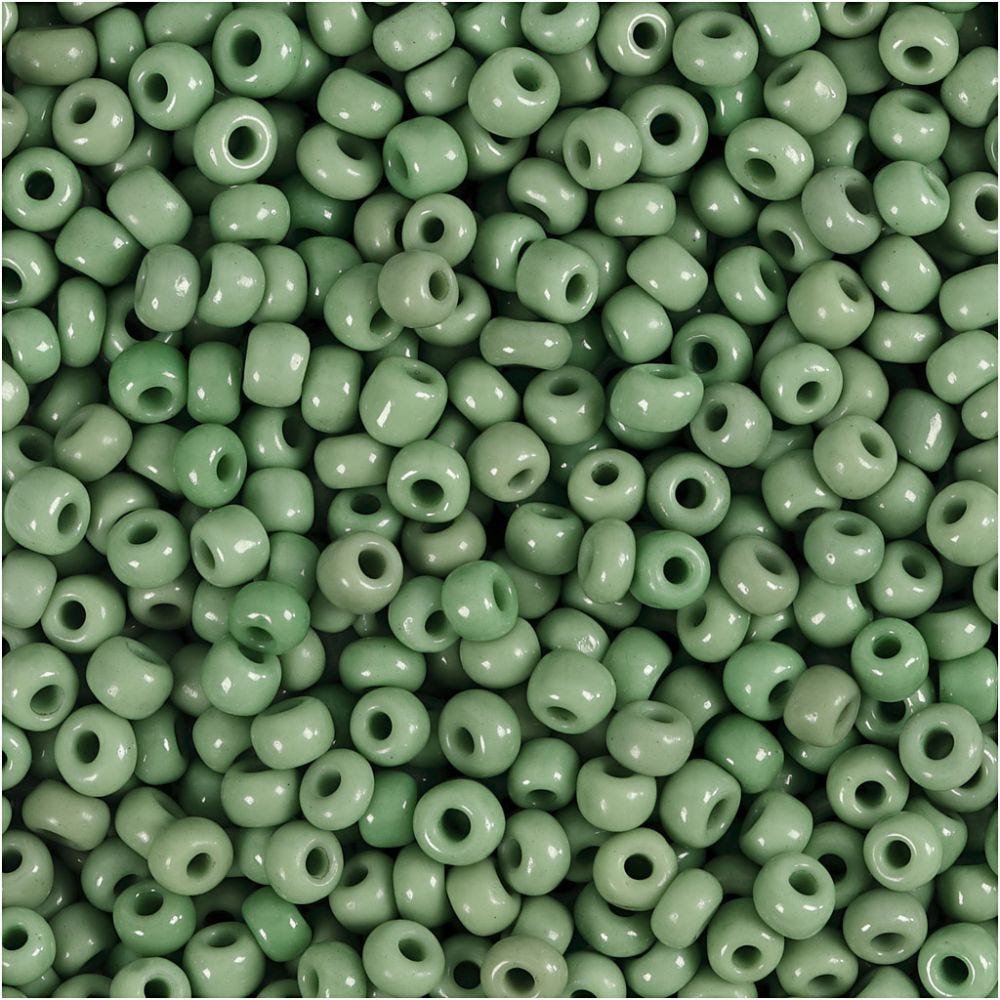 Rocailles, d: 3 mm, afm 8/0 , gatgrootte 0,6-1,0 mm, groen, 500 gr/ 1 doos