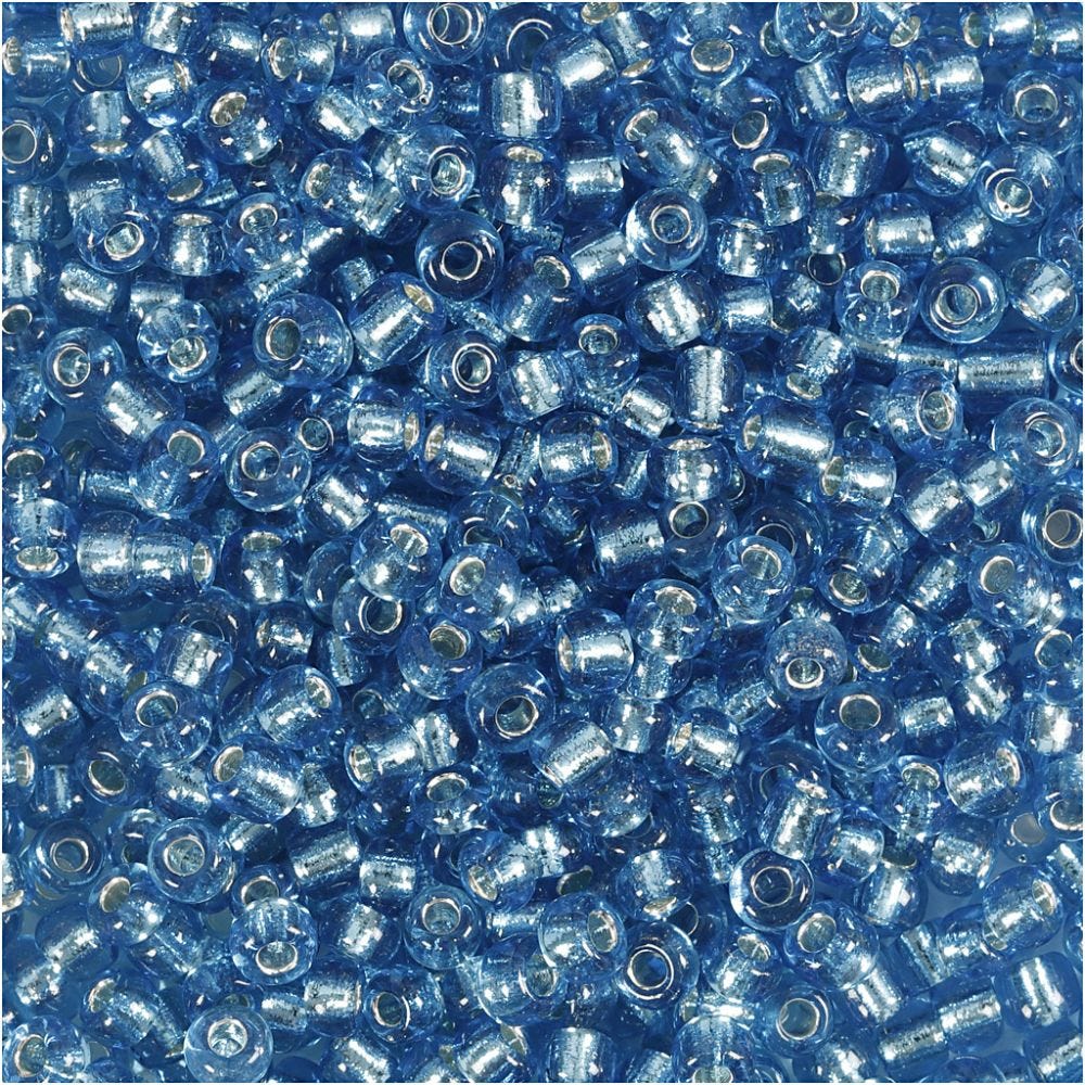 Rocailles, d 3 mm, afm 8/0 , gatgrootte 0,6-1,0 mm, helder turquoise, 25 gr/ 1 doos