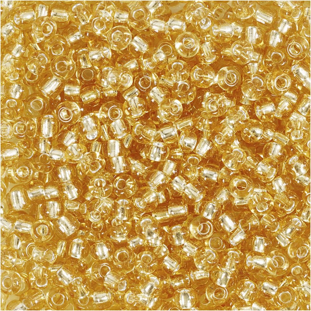 Rocailles, d 3 mm, afm 8/0 , gatgrootte 0,6-1,0 mm, goud, 25 gr/ 1 doos