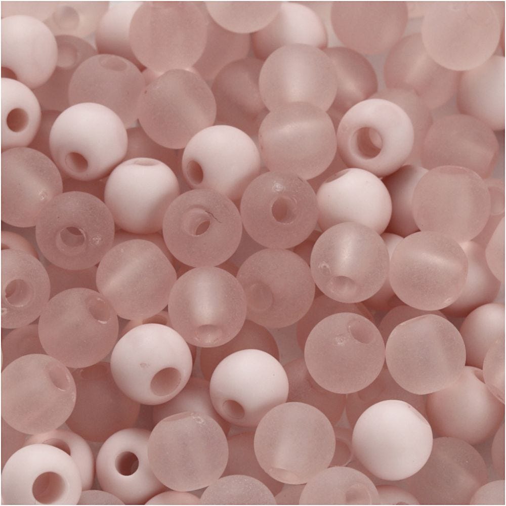 Plastic Kralen, d 6 mm, gatgrootte 2 mm, roze, 40 gr/ 1 doos